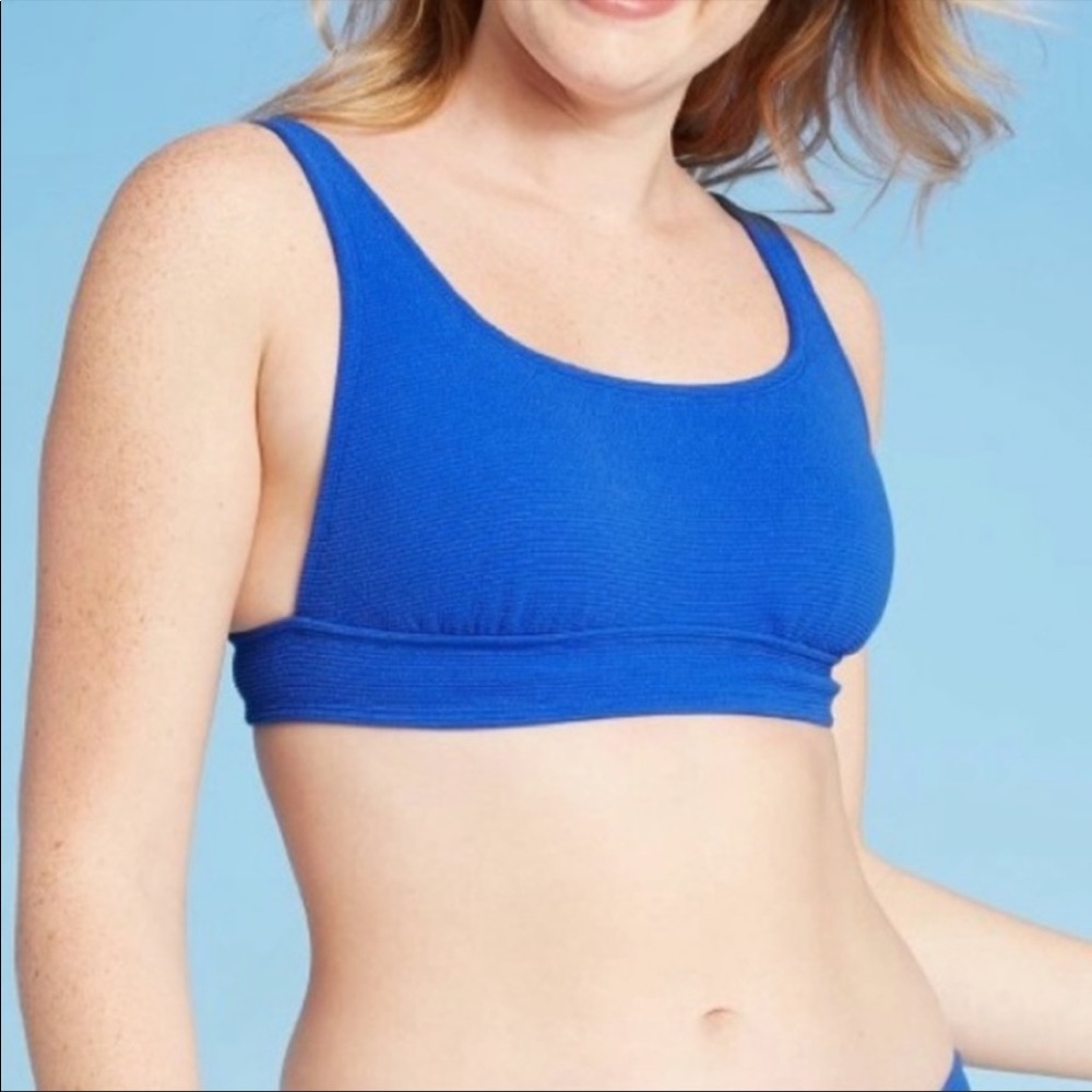 Xhilaration blue ribbed bikini top size XS extra small